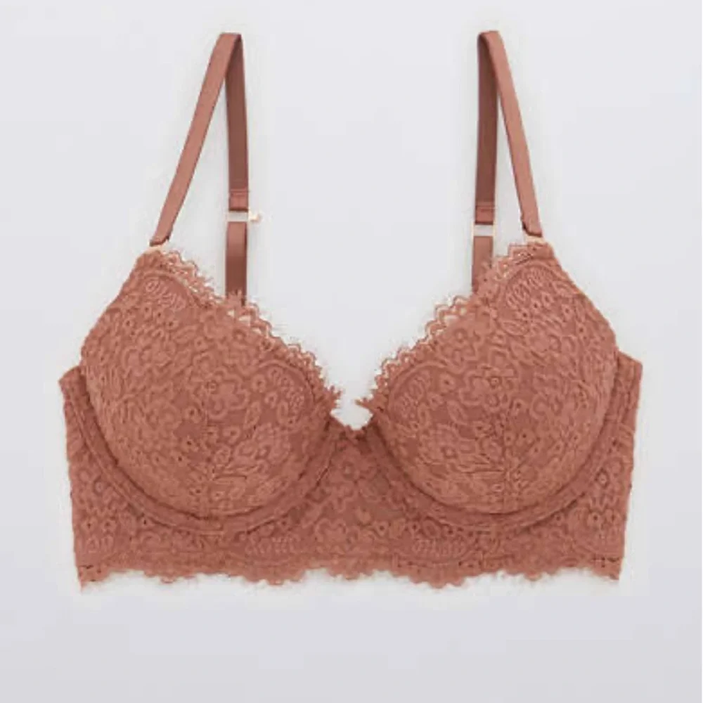 NWT Aerie Real Power Plunge Push Up Eyelash Lace Bra 36C